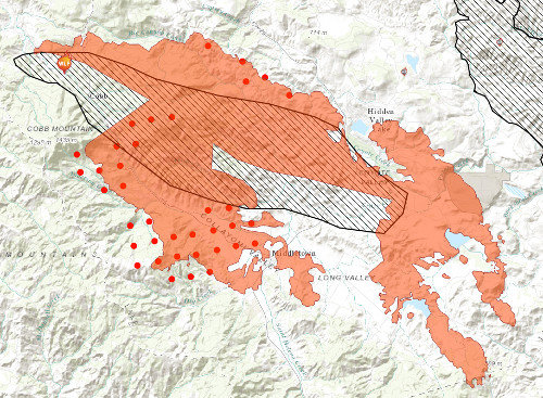 #ValleyFire map shows areas burned as of Sunday afternoon